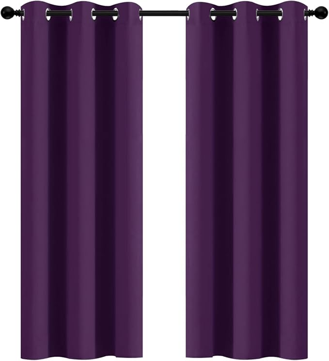 Yakamok Purple Blackout Curtains Room Darkening Thermal Insulated Grommet top by Yakamok