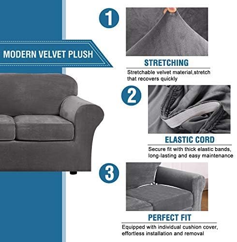 H.VERSAILTEX 4 Pieces Thick Velvet Sofa Covers Couch Covers - Image 3