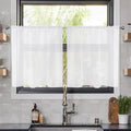 youleyar Solid Sheer Rod Pocket Curtain Voile Draperies 2 Panels White Beige by Youleyar
