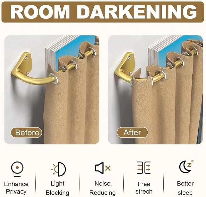 GXOACKJ Gold Curtain Rods for Windows 28 to 60 inch, 5/8 inch Adjustable Wrap - Image 2