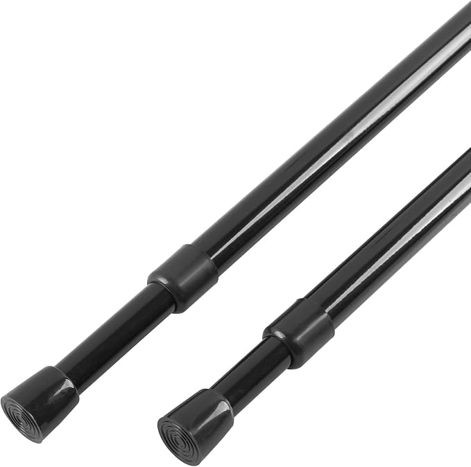 KXLife 2 Pack 5/8" Spring Tension Curtain Rod, Adjustable Tension Rods Black 18 by KXLife
