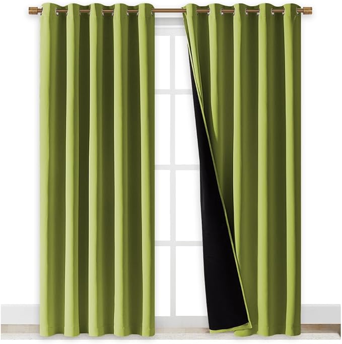 NICETOWN 100% Blackout Window Curtain Panels, Fresh Green, 2 Pieces, Cold and - Image 2