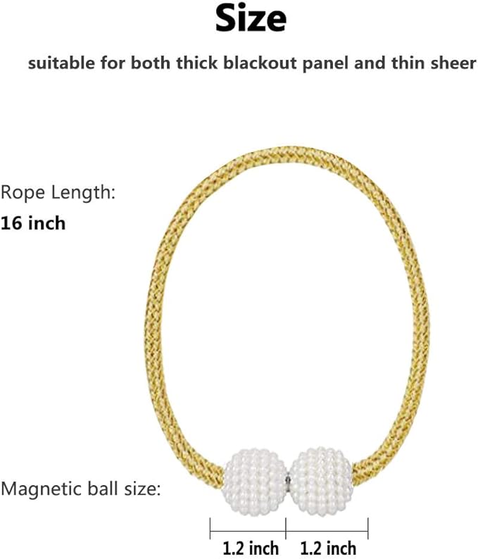 Melaluxe 4 Pack Magnetic Curtain Tiebacks, Decorative Curtain Holdbacks - Image 3