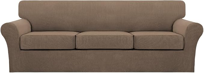 Turquoize 4 Piece Sofa Covers for 3 Cushion Couch Sofa Slipcover Soft Couch by Turquoize