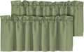 H.VERSAILTEX Blackout Kitchen Sage Green Curtain Valances, Short Window Valance by HVERSAILTEX