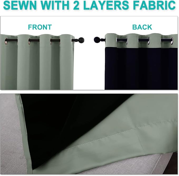 NICETOWN 100% Blackout Window Curtain Panels, Full Light Blocking Drapes - Image 5