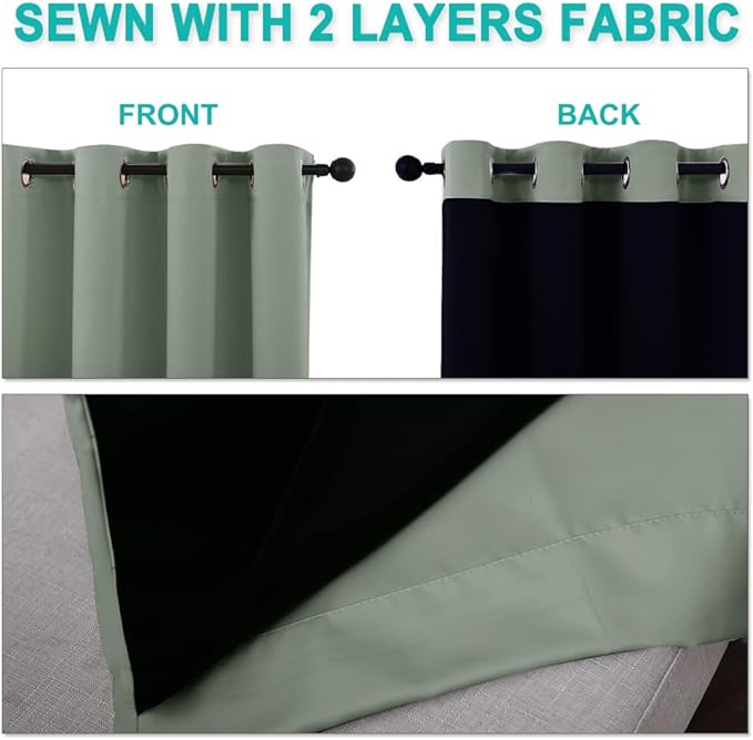 NICETOWN 100% Blackout Window Curtain Panels, Heat and Full Light Blocking - Image 5