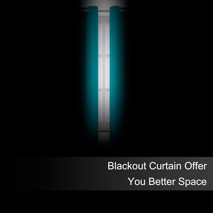 LEMOMO Blackout Curtains 66 x 72 Inch Long Teal Curtains Set of 2 Panels Room - Image 3