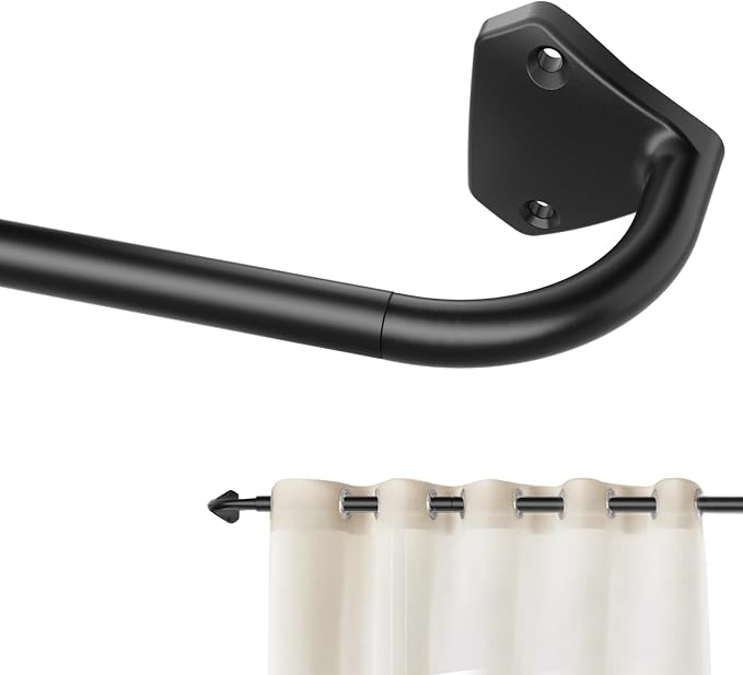 GXOACKJ Black Curtain Rods for Windows 48 to 84 inch, 5/8 inch Adjustable Wrap by GXOACKJ