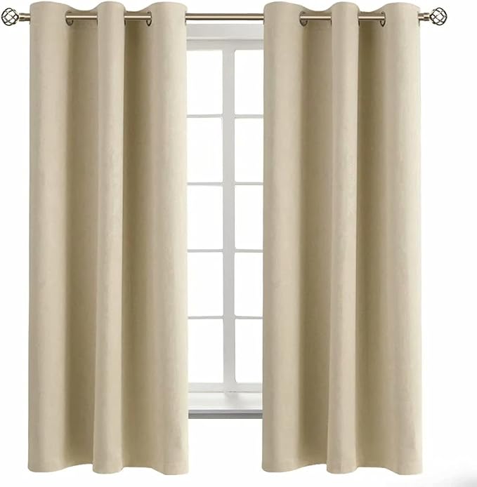 BGment Beige Room Darkening Curtains 63 Inches Long 2 Panels Set, Sunlight by BGment