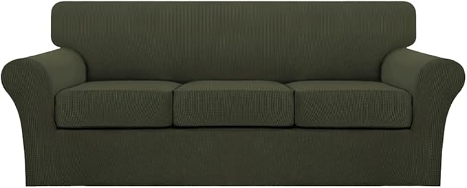 Turquoize 4 Piece Sofa Covers for 3 Cushion Couch Sofa Slipcover Soft Couch by Turquoize