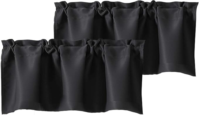 Chyhomenyc Black Valances for Window, Room Darkening Short Curtains for Kitchen by Chyhomenyc