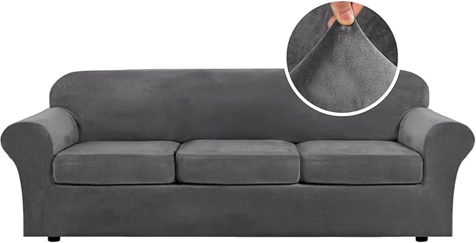H.VERSAILTEX High Stretch Sofa Slipcover 4 Piece Cover Velvet Furniture by HVERSAILTEX