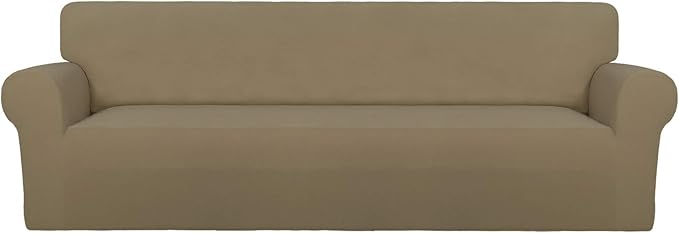 PureFit Stretch Couch Covers for Sofa 4 Seater Slipcovers Tan | 1-Piece Sofa by PureFit