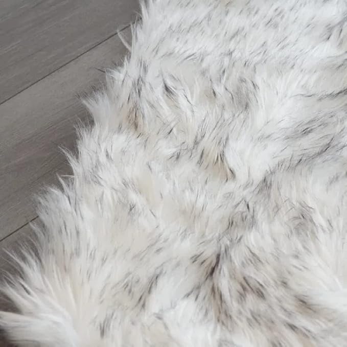 ORINOVA White and Grey Area Rugs 9x12 Living Room Large Washable Faux Fur Rugs - Image 6