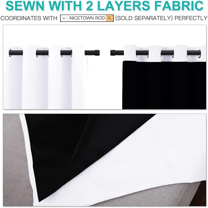 NICETOWN 100% Blackout Window Curtain Panels, Full Light Blocking Drapes - Image 5