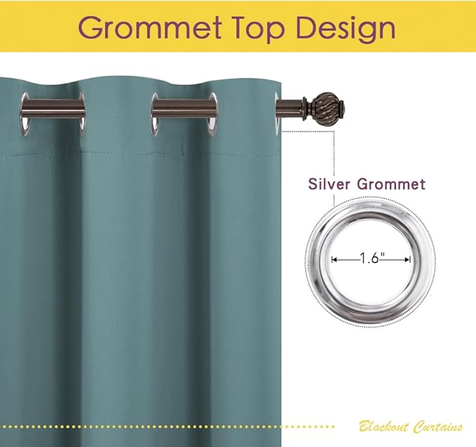 NICETOWN Greyish Blue Blackout Draperies Curtains - Image 3
