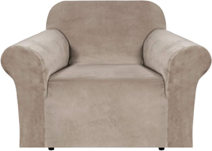 H.VERSAILTEX Stretch Velvet Armchair Cover Couch Covers 1 Cushion Chair by HVERSAILTEX