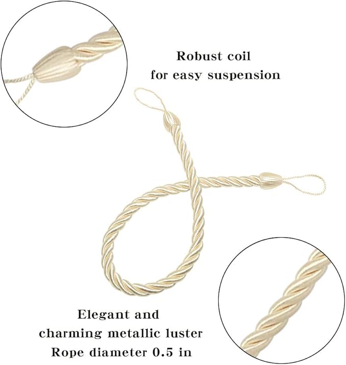 BEL AVENIR Curtain Rope Tiebacks, Drapery Rope Holdbacks - Image 2