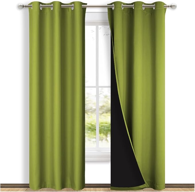 NICETOWN Blackout Curtains 84 inches Long, 2 Pieces, Fresh Green, Full Light by NICETOWN