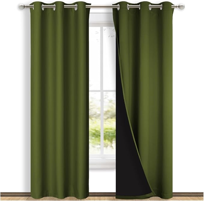 NICETOWN Blackout Curtains 84 inches Long, 2 Pieces, Olive Green, Full Light by NICETOWN