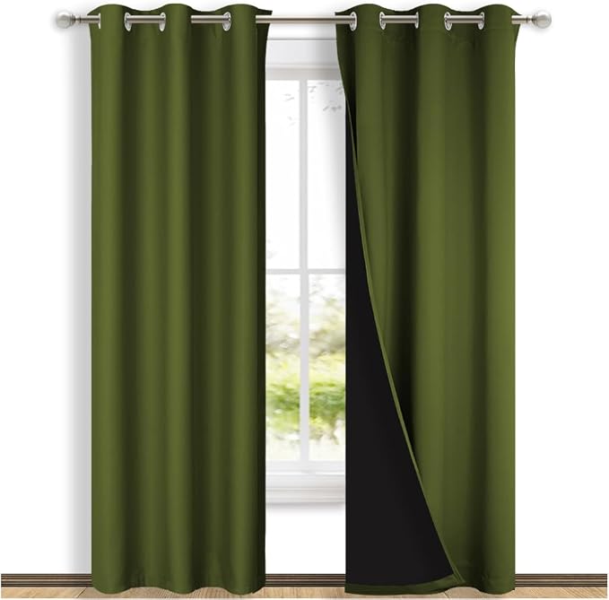 NICETOWN Blackout Curtains 80 inches Long, 2 Pieces, Olive Green, Full Light by NICETOWN