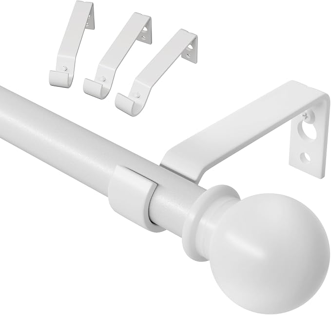 White Curtain Rods for Windows 66 to 120, Long Curtain Rod for Outdoor Patio by ATUHOLA