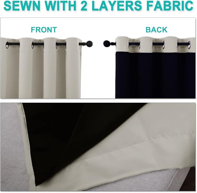 NICETOWN Natural Blackout Curtains 84 inches Long, Full Light Blocking Drapes - Image 5