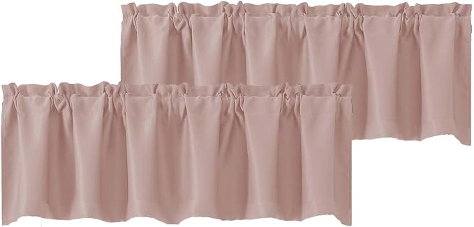 Chyhomenyc Blush Pink Valances for Window, Room Darkening Short Curtains for by Chyhomenyc