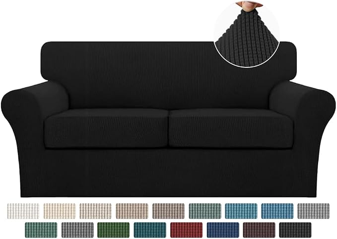 Turquoize 3 Piece Sofa Covers For 2 Cushion Couch Sofa Slipcover Soft Couch by Turquoize