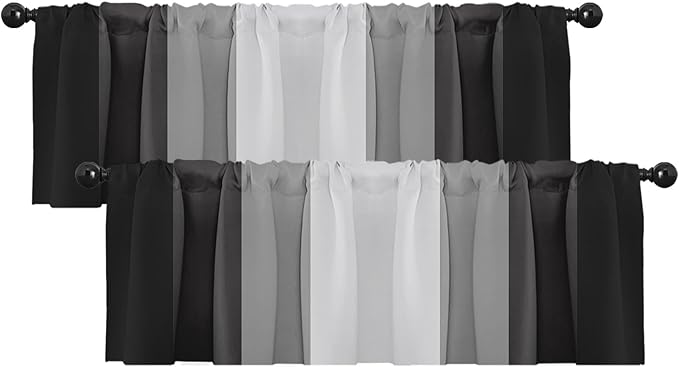 Emvency 2 Pack Valances Window Treatments, Striped Geometric Modern Minimalist by Emvency