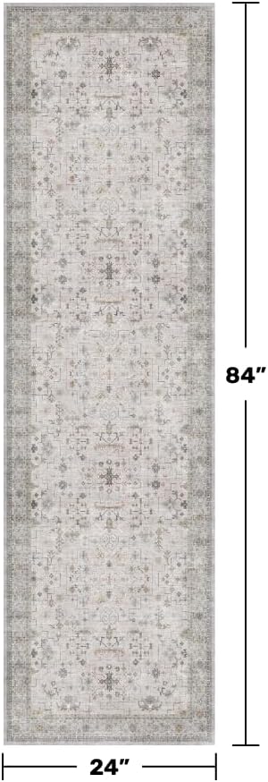 Light Grey 2x7 Boho Bathroom Runner Rug - Image 2