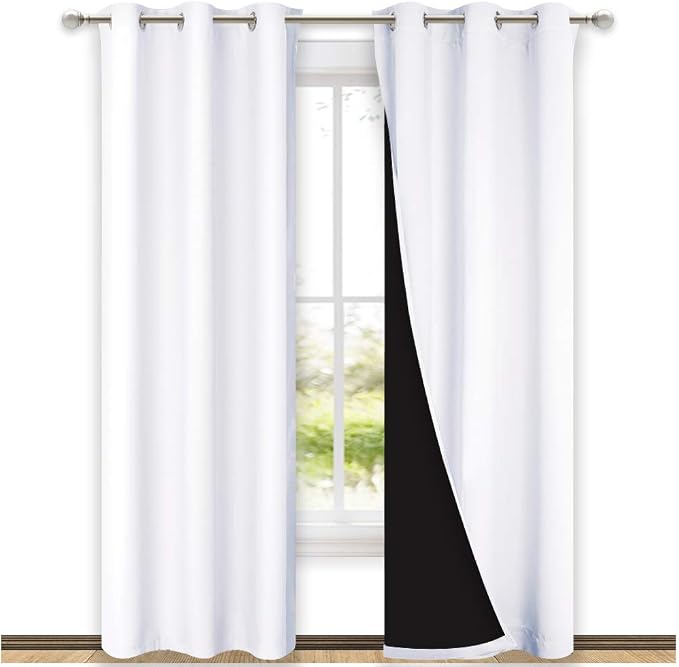 NICETOWN White Blackout Curtains 84 inches Long, Full Light Blocking Drapes by NICETOWN