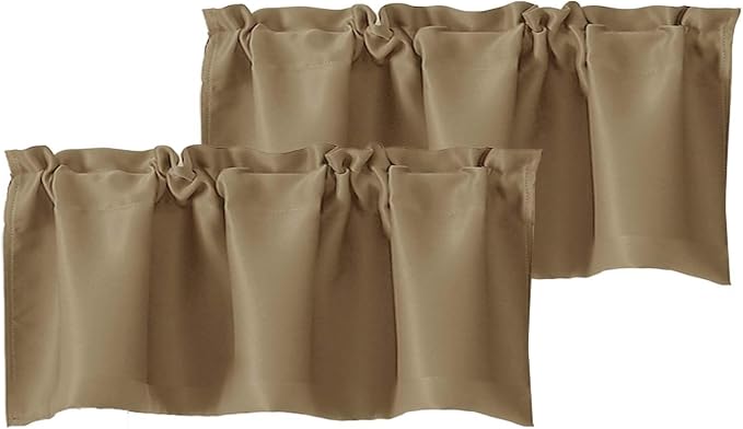 Chyhomenyc Taupe Valances for Window, Room Darkening Short Curtains for Kitchen by Chyhomenyc