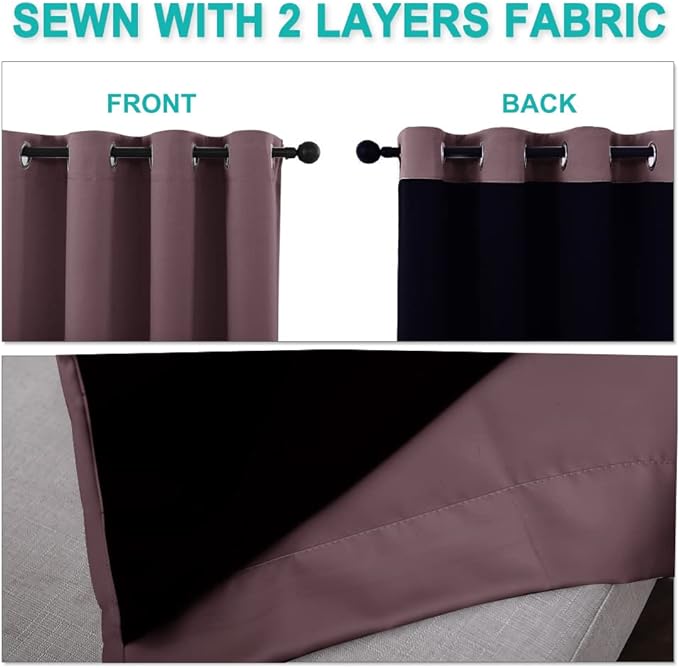 NICETOWN 100% Blackout Window Curtain Panels, Cold and Full Light Blocking - Image 5