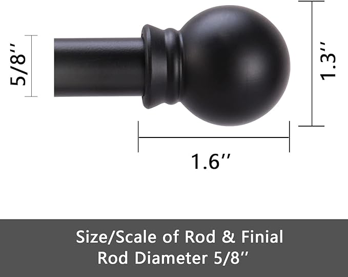 GXOACKJ Curtain Rods for windows 66-120 inch, 5/8 inch Decorative Matte Black - Image 5