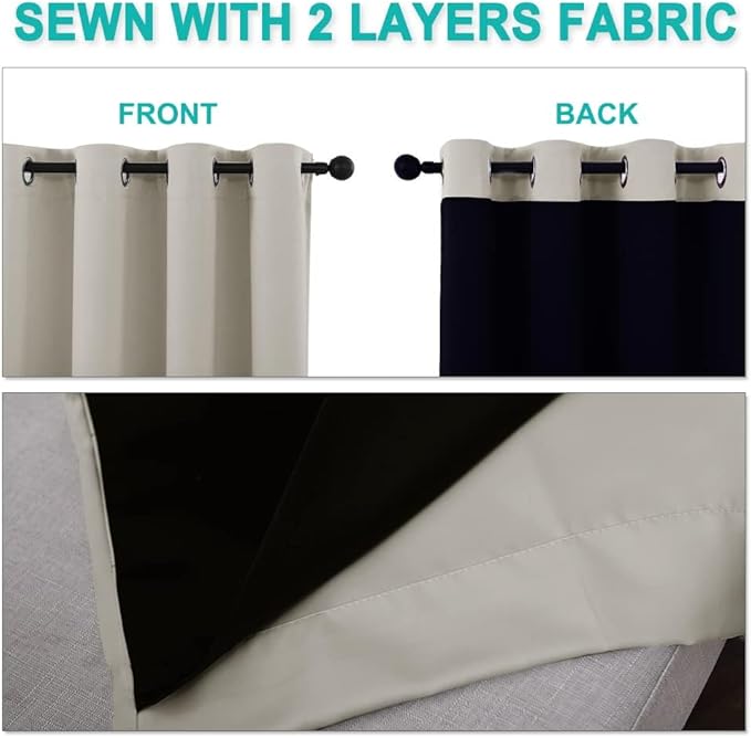 NICETOWN Natural Blackout Curtains 70 inches Long, 2 Pieces, Full Light - Image 5
