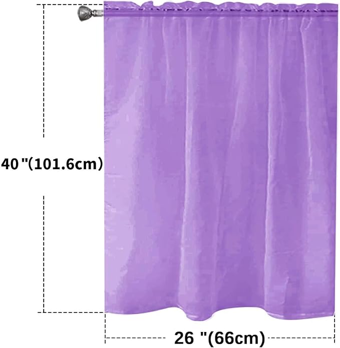 SpaceDresser Basic Rod Pocket Sheer Voile Window Curtain Panels Lavender 1 Pair - Image 2