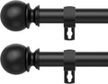 Black Curtain Rods for Windows 48 to 84 or 88 Inches Max, 2 Pack 5/8 Inch by Poskena