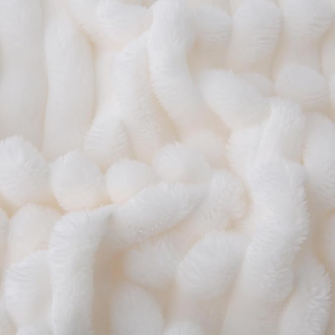 Cream White Fleece Throw Blanket 60”×80” - Image 6