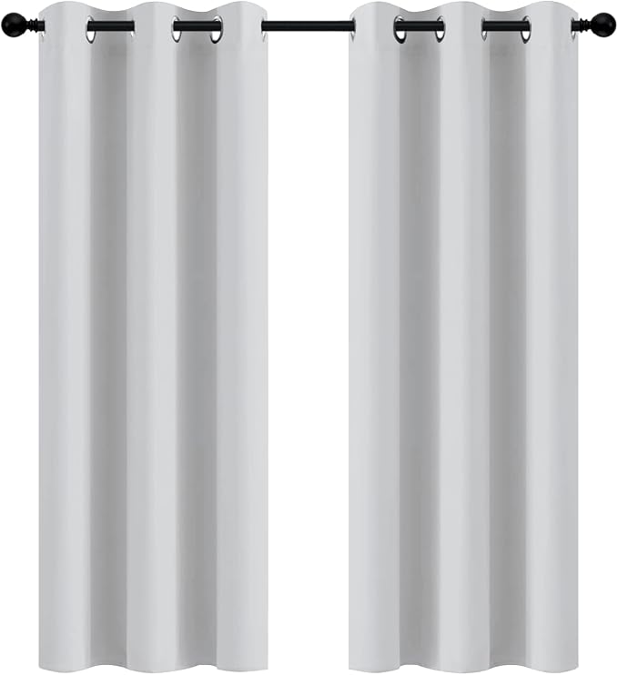 Yakamok Greyish White Curtains for Bedroom, Grommet Thermal Insulated Room by Yakamok