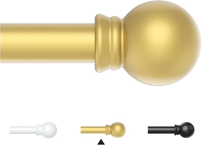 Thestoa Gold Curtain Rods for Windows 48 to 84-92 Inch, Stainless Steel Long by Thestoa
