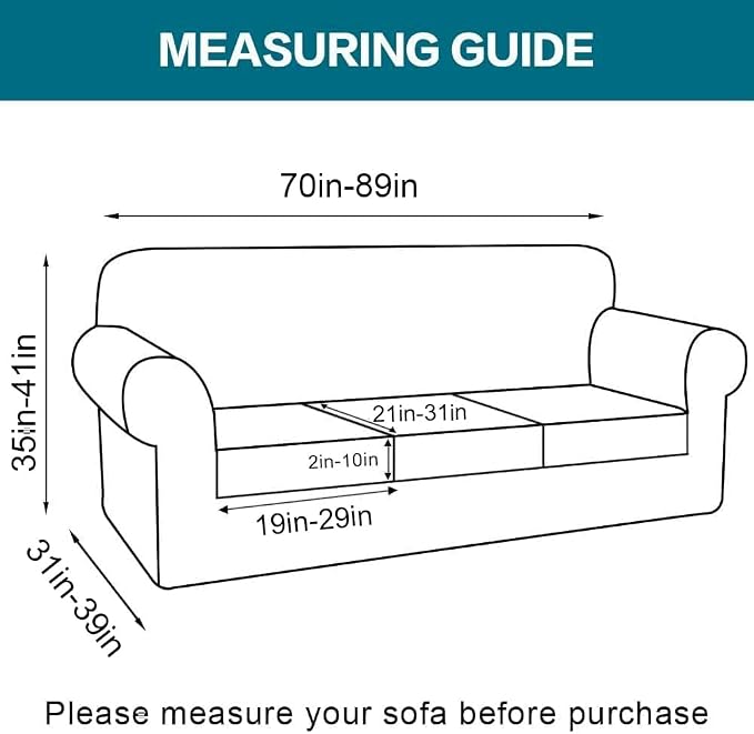 Turquoize 4 Piece Sofa Covers for 3 Cushion Couch Sofa Slipcover Soft Couch - Image 2