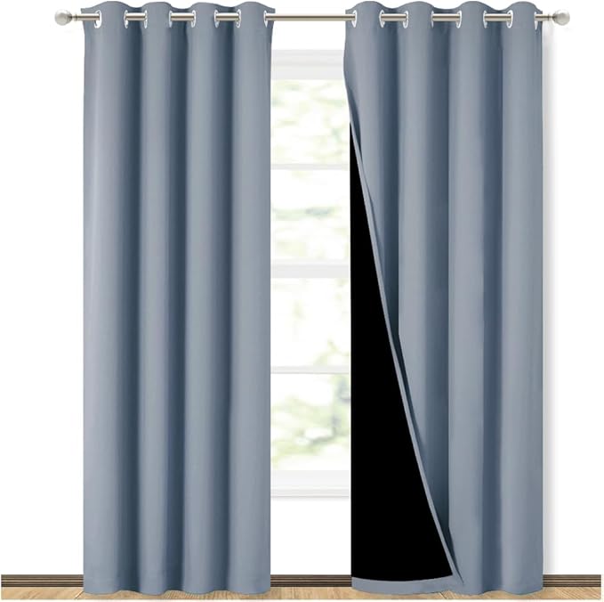 NICETOWN 100% Blackout Curtains 84 inches Long, Vintage Blue, 52 inches Wide by NICETOWN