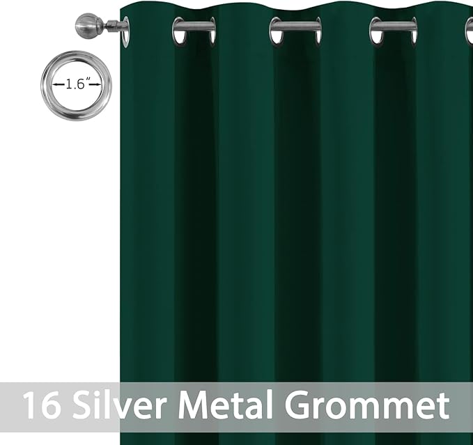 Yakamok Wide Thermal Blackout Patio Door Curtain Panel, Dark Green Grommet - Image 5