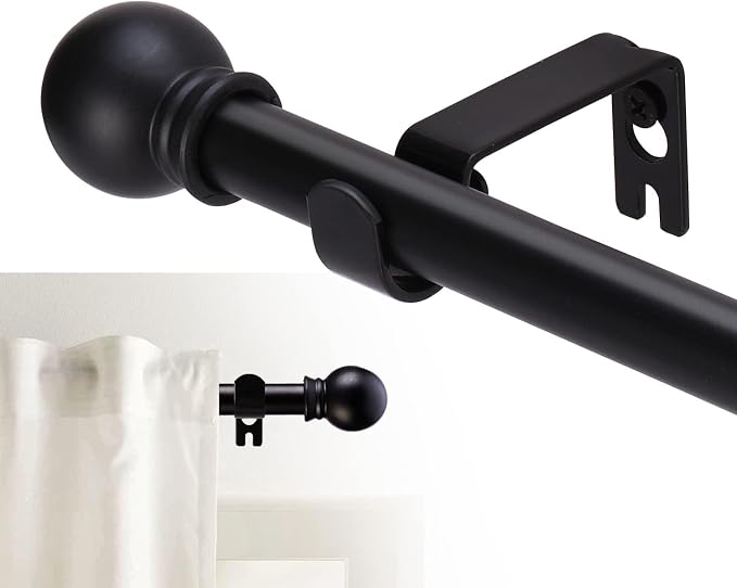 GXOACKJ Curtain Rods for windows 66-120 inch, 5/8 inch Decorative Matte Black by GXOACKJ