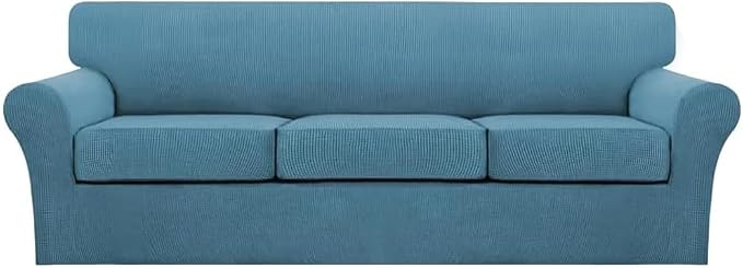 Turquoize 4 Piece Sofa Covers for 3 Cushion Couch Sofa Slipcover Soft Couch by Turquoize