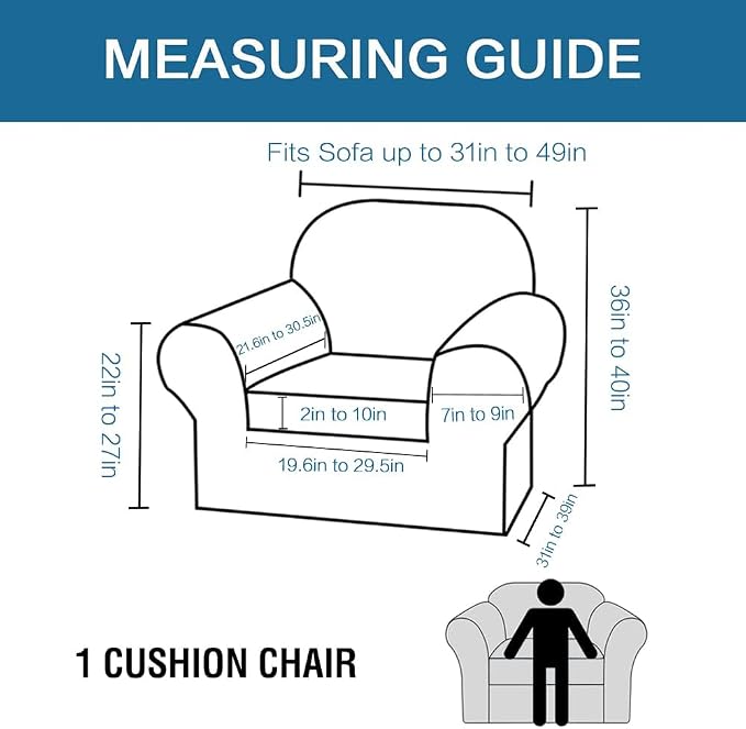 H.VERSAILTEX Rich Polyester and Spandex 2 Piece Cover Chair Slipcover Sofa - Image 2