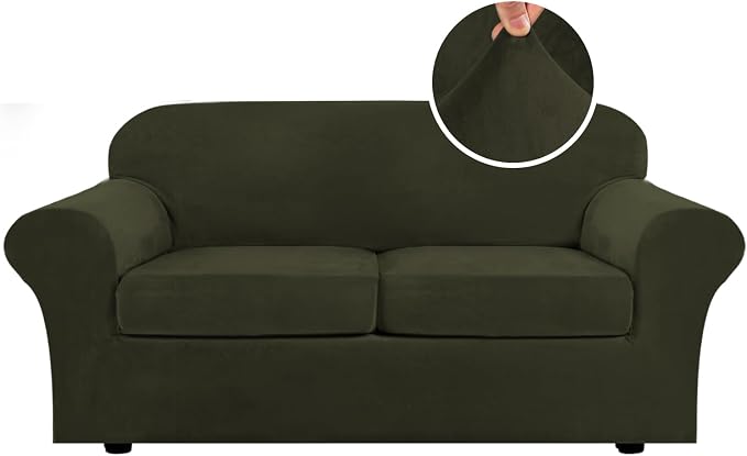 H.VERSAILTEX Real Velvet Plush 3 Piece Stretch Sofa Covers Couch Covers by HVERSAILTEX