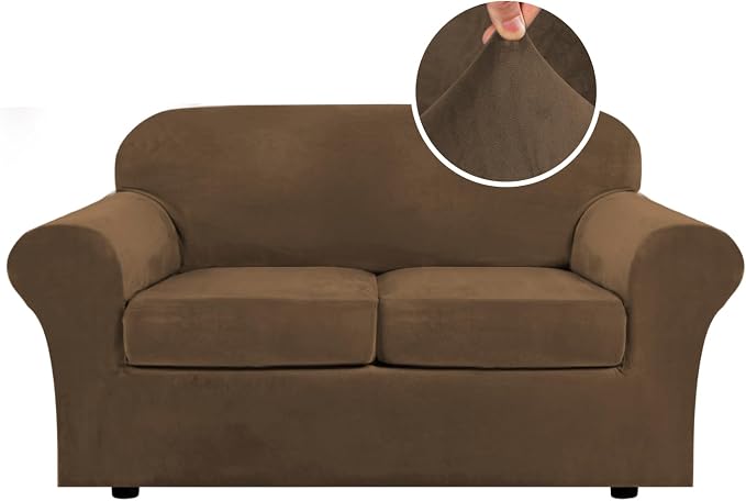 H.VERSAILTEX Real Velvet Plush 3 Piece Stretch Sofa Covers Couch Covers by HVERSAILTEX